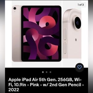Apple iPad Air 5th Gen.- Pink - w/ 2nd Gen Pencil -
2022